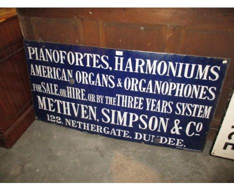 Methven Simpson &amp; Co Dundee Enamel Sign, 62x122cm