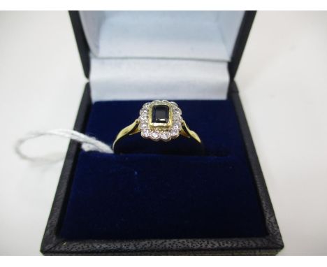 18ct Gold Sapphire and Diamond Art Deco Style Ring