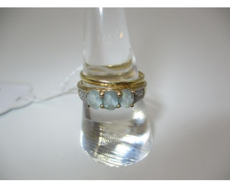 9ct Gold Gem Set Ring, Size P, and an 18ct Gold Wedding Ring, Size N, total weight 3.34g