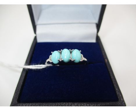 Turquoise and White Zircon Ring