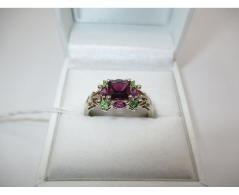 Gemstone Ring in Suffragette Colours