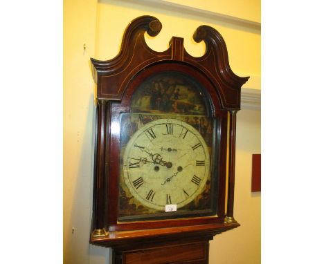 Painted Dial 8 Day Inlaid Mahogany Longcase Clock
