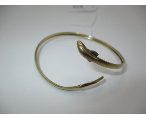 9ct Gold Bangle with Dolphin Head and Tail Terminals, 6.2g