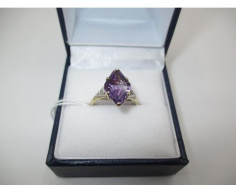 9ct Gold Amethyst and Diamond Art Deco Style Ring