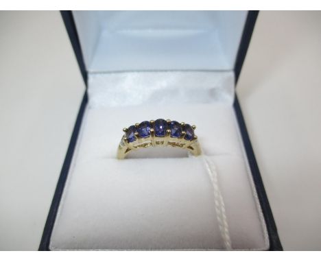 9ct Gold Iolite and Diamond Ring
