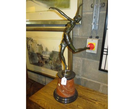 After B. Zach Art Deco Style Bronze Figure on a Marble Base, 65cm