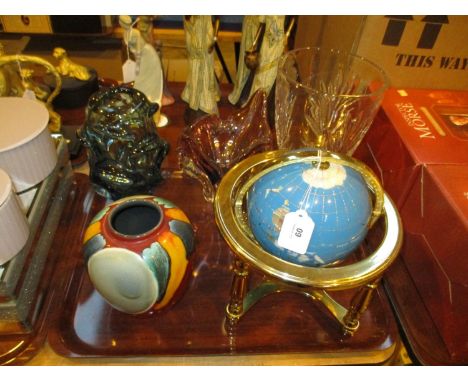 World Globe, Poole Vase and 3 Glass Vases