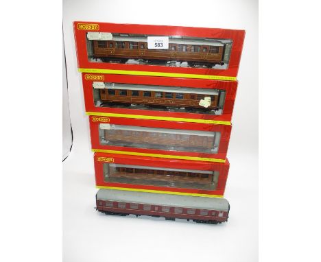 Three Hornby Coaches and a Buffet Car R4170,4171,4172,4173, along with another Carriage