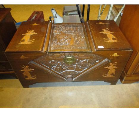 Chinese Carved Camphor Trunk, 95x46cm