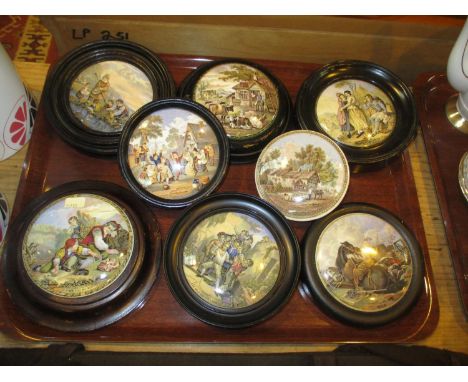 Eight Victorian Prattware Pot Lids