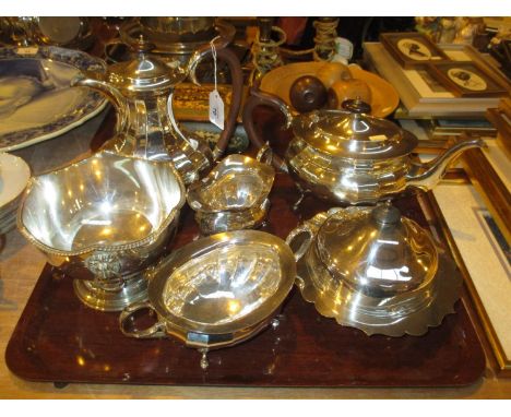 Silver Plated 4 Piece Tea Service and Other Items