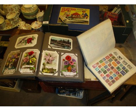 Two Vintage Postcard Albums and a Stamp Album