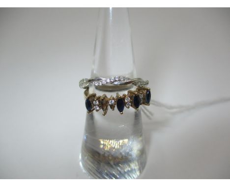 9ct Gold Eternity Ring and a 9ct Gold Cluster Ring, one stone missing, 3.29g total