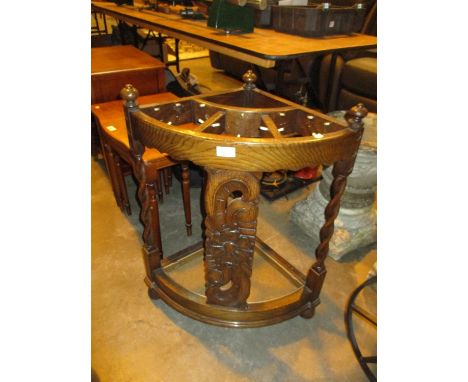 1920's Oak Corner Stick Stand