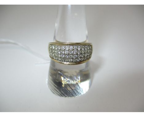9ct Gold Diamond Pave Set Ring, Size P, 2.96g