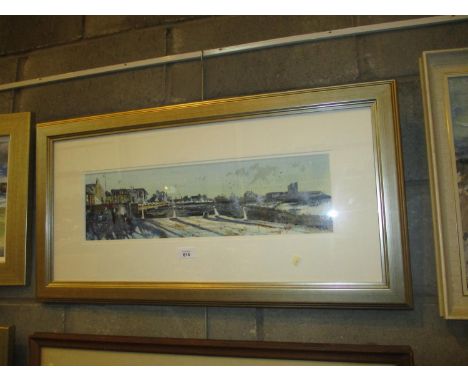 Graham Winds, Watercolour, Early Light From The Pilot Pier Broughty Ferry, 15x55cm