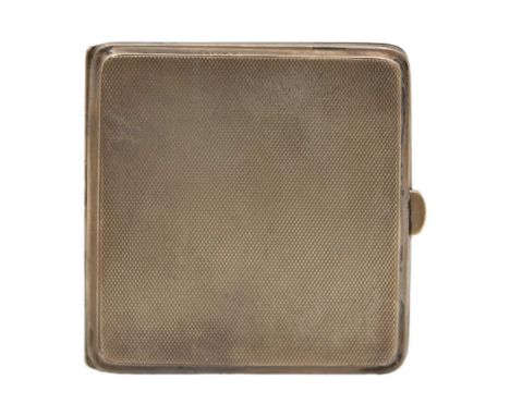 A George V silver engine turned cigarette case by George Unite. Birmingham 1927, 8 x 8cm, 3.56 oz.