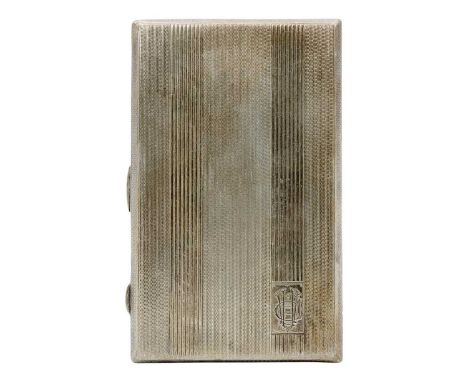 A George V silver engine turned cigarette case. Birmingham 1920, 13.5 x 8.5cm, 6.31 oz.