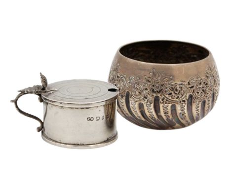 A Victorian silver mustard pot by John Edward Wilmot, and a Victorian sugar bowl. The mustard pot of drum form with shell thu