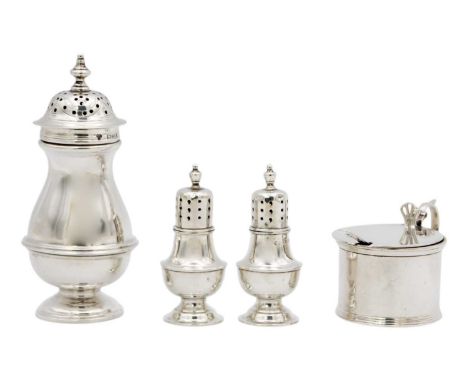 A selection of silver items. To include a small pedestal sugar caster by Holland, Aldwinckle &amp; Slater, London 1903, heigh