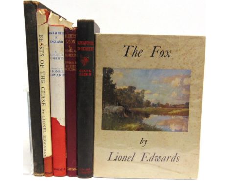 [HUNTING] Edwards, Lionel. The Fox, first edition, Collins, London, 1949, green cloth, dustjacket with pictorial onlay, eight