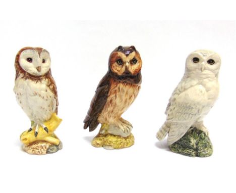 THREE ROYAL DOULTON 'WHYTE & MACKAY' SCOTCH WHISKY OWL DECANTERS Comprising: Snowy Owl, Barn Owl & Short Eared Owl, the large