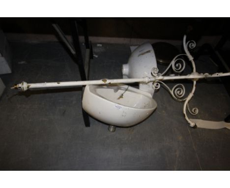 2 Royal Doulton Corner Sinks and wrought iron 4 branch light fitting