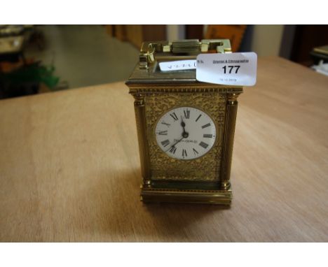 Mappin and Webb brass J-Glass carriage clock