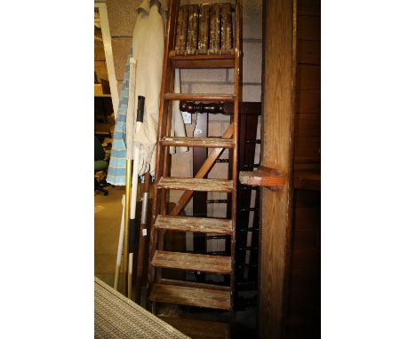 Tall wooden step ladder