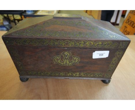 Brass inlaid rosewood Regency tea caddy