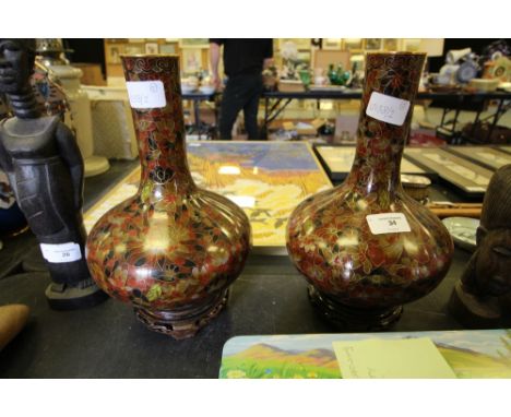 Pair of Chinese cloisonne enamel blossom vases