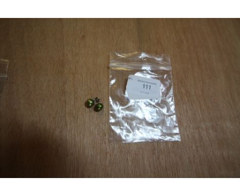 Green fresh water pearl earrings