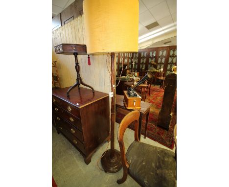 Oak standard lamp with shade