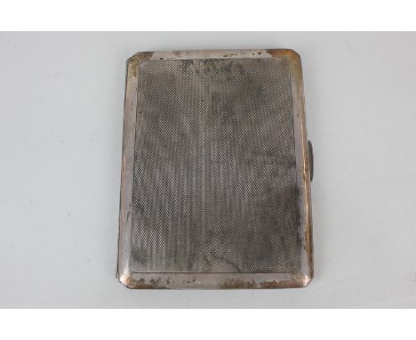 A George VI silver cigarette case, rectangular shape with engine turned decoration, makers Smith & Bartlam, Birmingham 1943, 