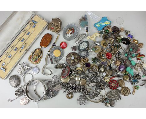 A collection of silver jewellery and a collection of costume jewellery