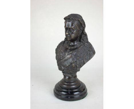 A bronzed metal portrait bust of Queen Victoria, 22cm high