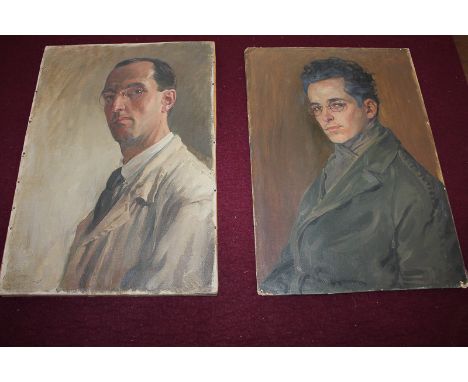 Victor Cinatti Batalha Reis (late 19th/early 20th century Portuguese School), two unframed oils on canvas, self portrait, uns