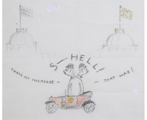 Rex Whistler (1905 - 1944), Shell Oil advertising sketch, pencil/crayon on paper, 18cm x 21cm, framed, provenance: Abbott & H