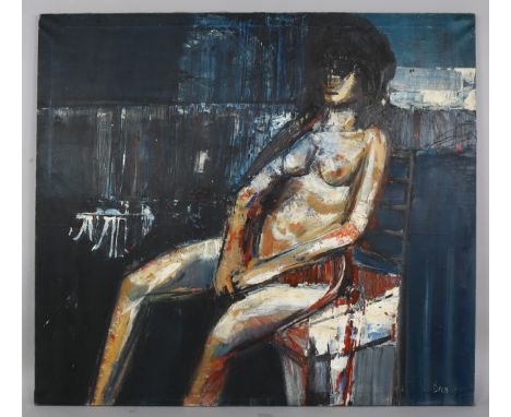 Cross, large scale nude life study, oil on canvas, signed and date '63, 121cm x 136cm, unframedGood original condition, no ca