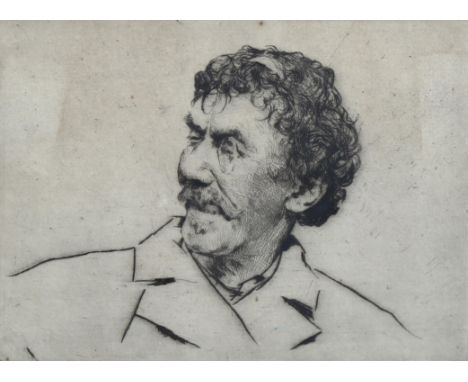 Mortimer Menpes (1855 - 1938), portrait of Whistler, etching, signed in pencil, plate 13.5cm x 18cm, framed1 small fox mark j