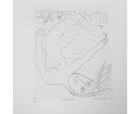 Eileen Cooper (born 1953), shipwreck, etching, signed in pencil, dated 1999, no. 1/45, plate 30cm x 24cm, unframedGood condit