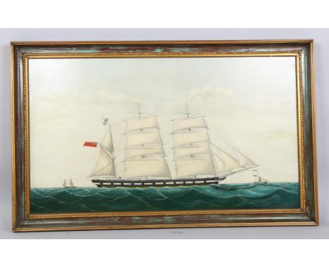 19th century British School, ship portrait at full sail "Dateshead", unsigned, 60cm x 104cm, framedGood restored condition, c