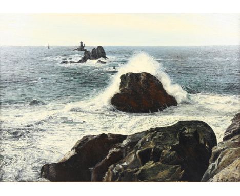 D Merceret, oil on canvas, seascape, signed, 46cm x 65cm, framedGood condition 