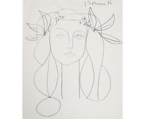 After Pablo Picasso (1881 - 1973), Giclee print, Francoise with a garland, from an edition of 1000 copies, image 41cm x 34cm,
