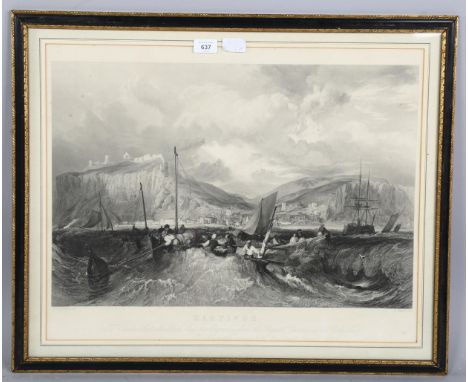 R Wallace after JMW Turner, engraving, Hastings, image 16" x 23", framedGood condition 