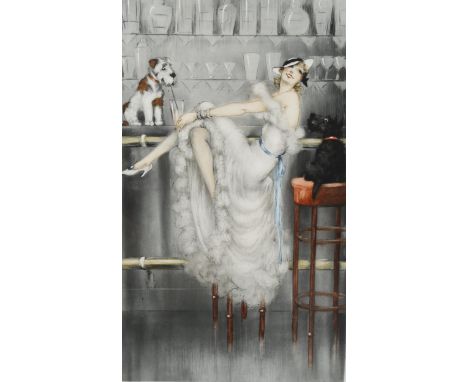 Louis Icart (1888 - 1950), cocktail bar scene, hand coloured etching, signed in pencil, published New York 1936Very good cond