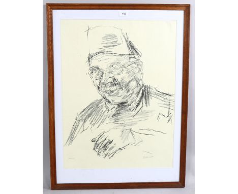 Oskar Kokoschka, portrait, original lithograph circa 1970, signed in pencil from an edition of 150, 64cm x 48cm, framedGood c