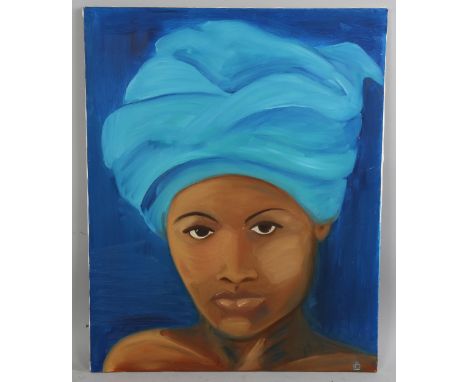 Contemporary oil on canvas, portrait of a woman, signed with monogram, 76cm x 60cm, unframedGood condition 