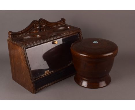 A large treen bowl and cover, together with a vintage tobacconist's shop display c.1925 (2) 