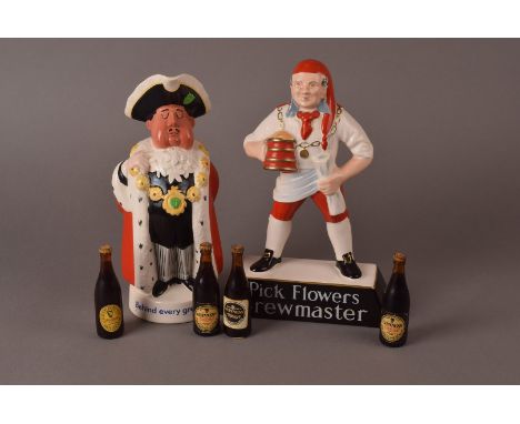 A Beswick 'White Shield Mayor' of Worthingtons porcelain figure, together with a Carltonware Brewmaster figure and a small se